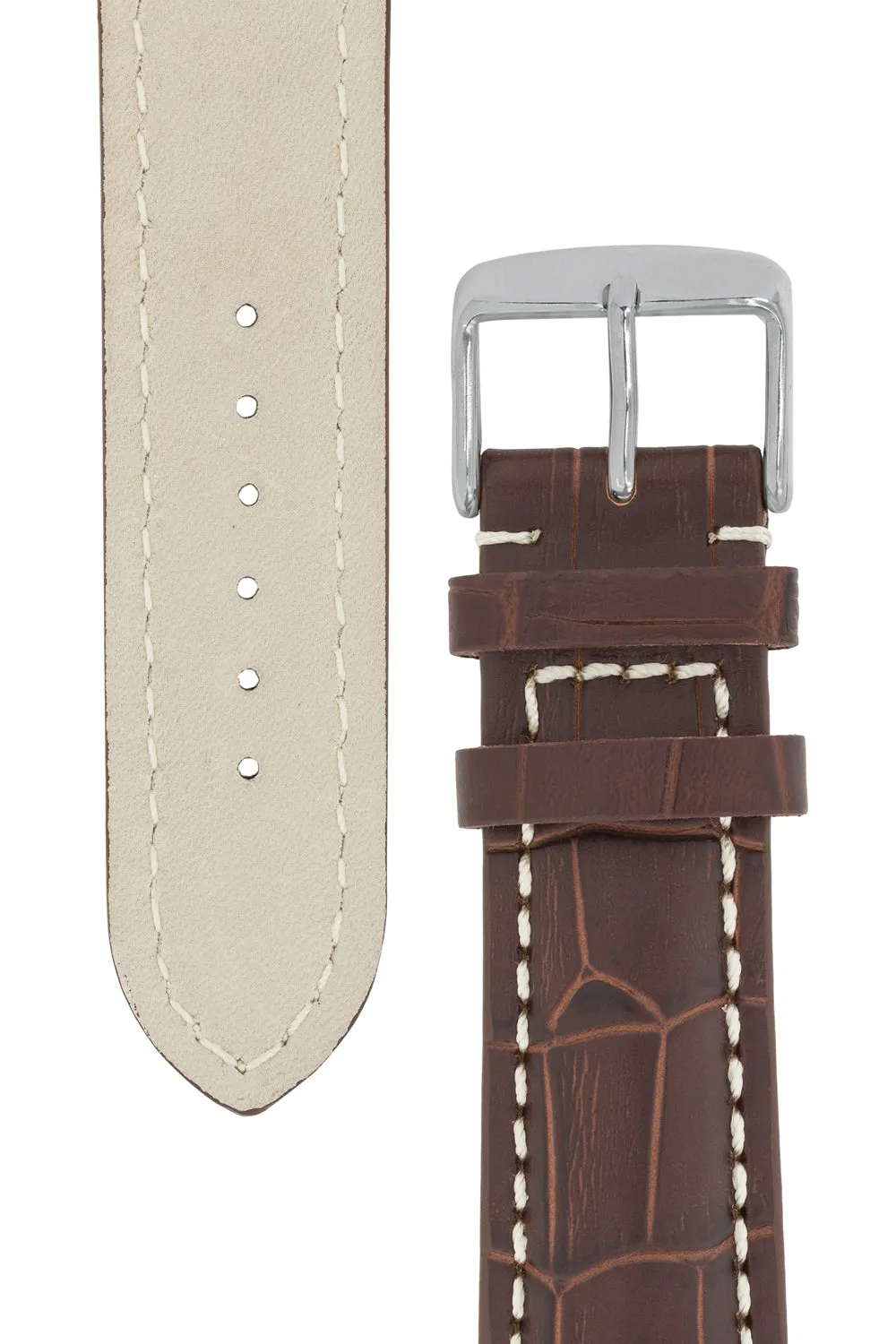 Breitling-Style Alligator-Embossed Watch Strap & Buckle Tabac