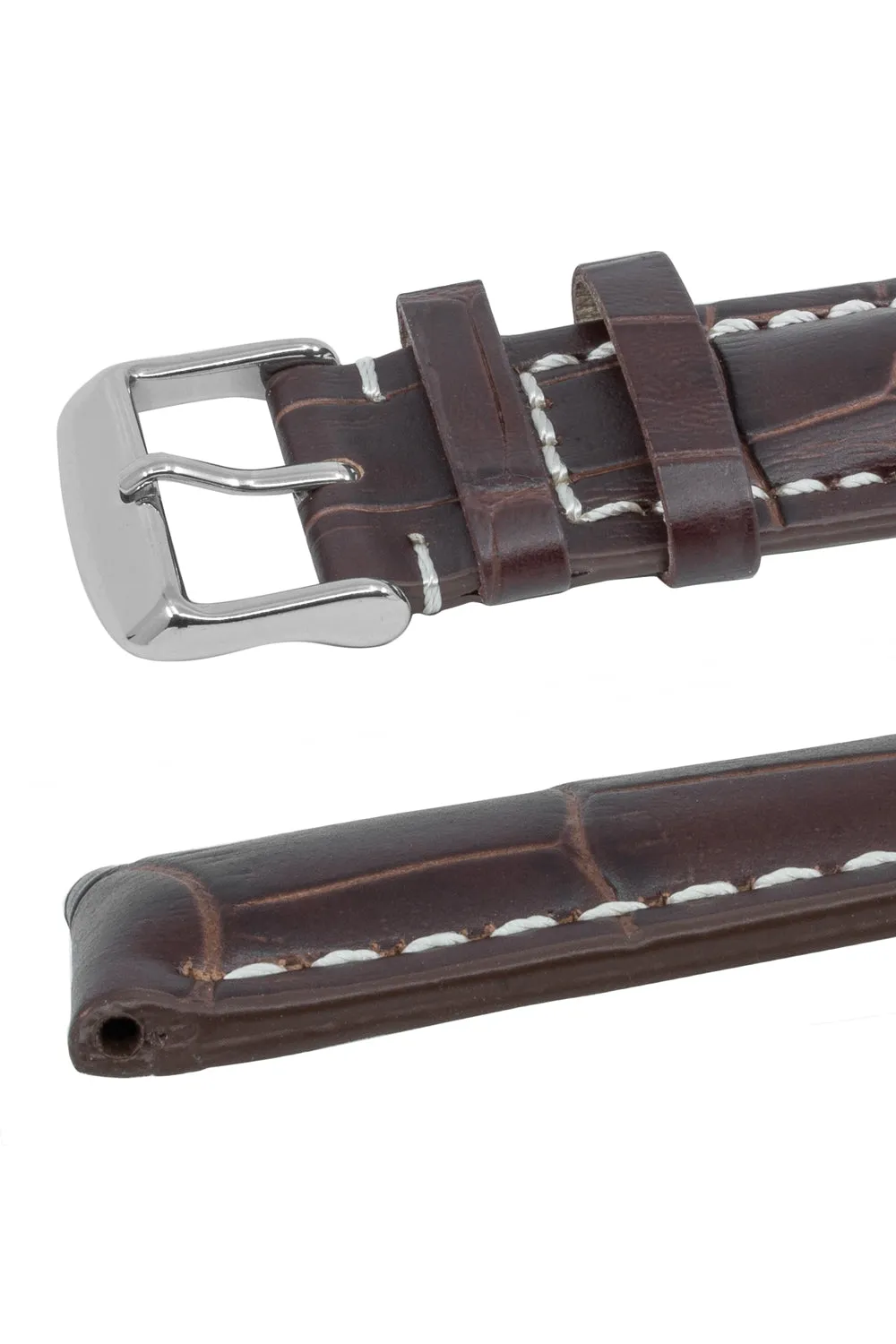 Breitling-Style Alligator-Embossed Watch Strap & Buckle Tabac