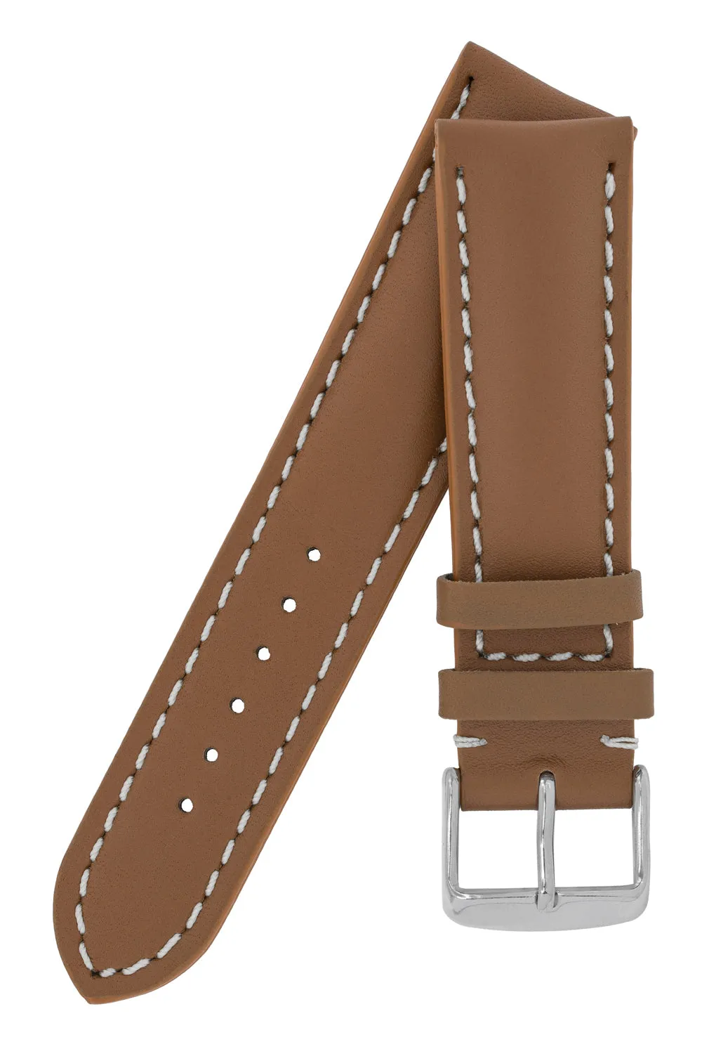 Breitling-Style Calf Leather Watch Strap & Buckle Caramel
