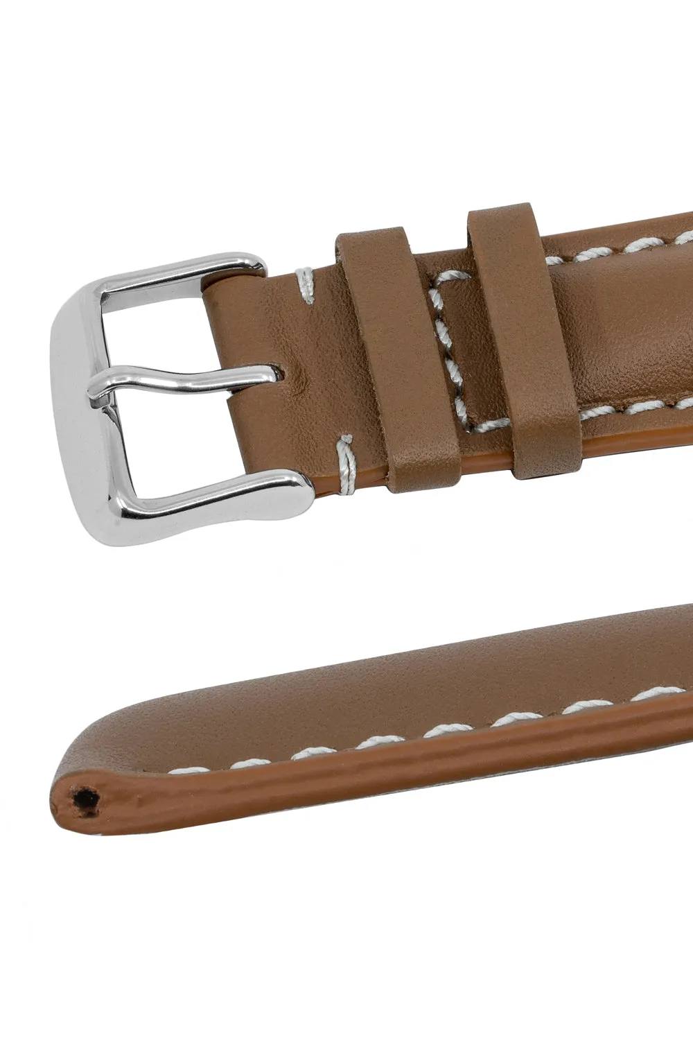 Breitling-Style Calf Leather Watch Strap & Buckle Caramel