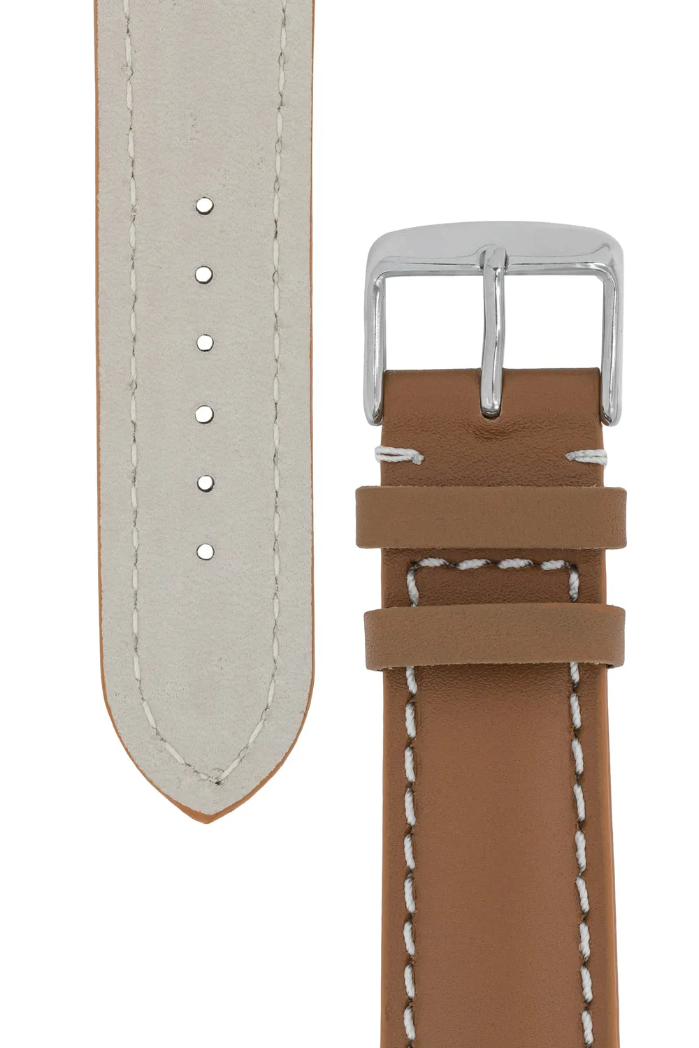 Breitling-Style Calf Leather Watch Strap & Buckle Caramel