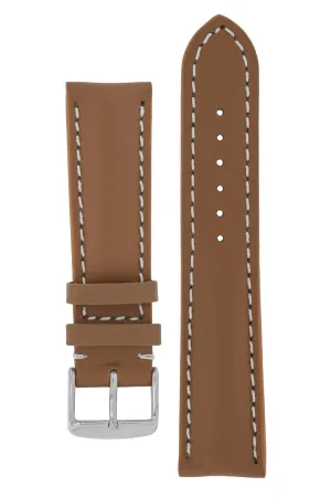 Breitling-Style Calf Leather Watch Strap & Buckle Caramel