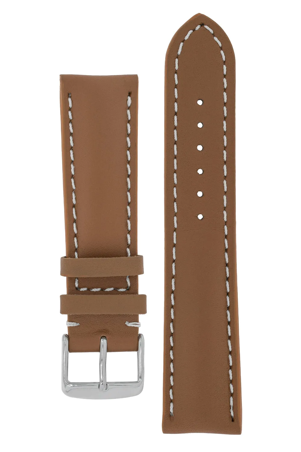 Breitling-Style Calf Leather Watch Strap & Buckle Caramel