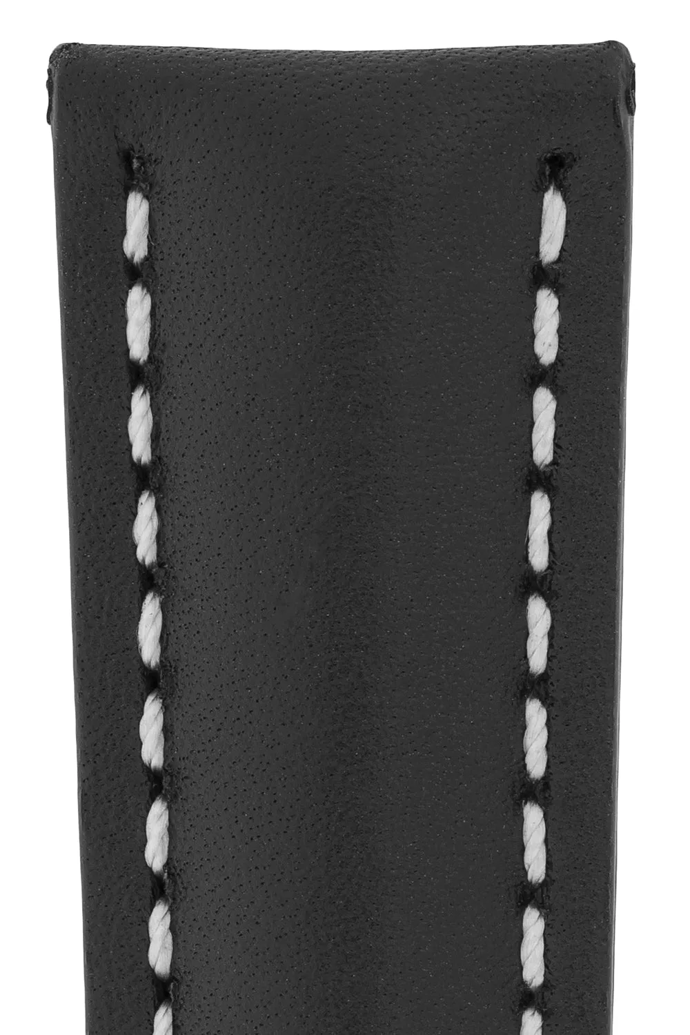 Breitling-Style Calf Leather Watch Strap and Buckle in BLACK