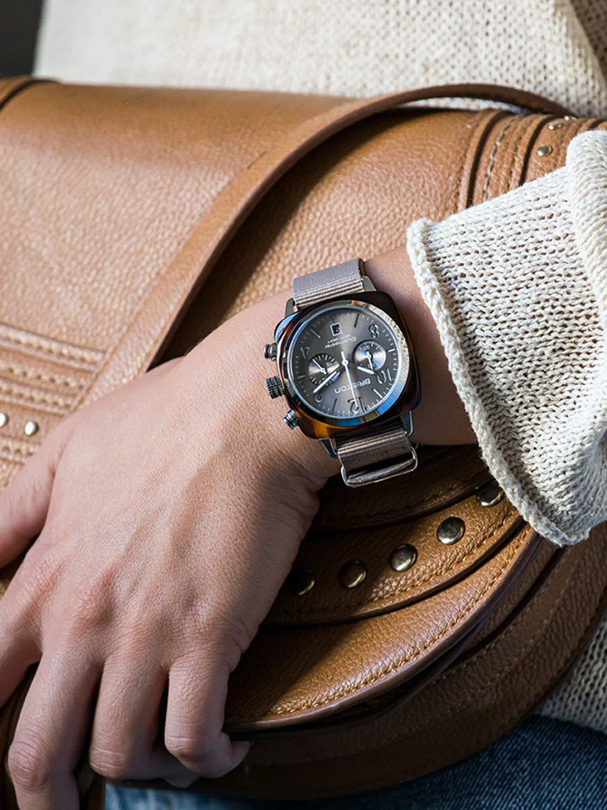 Briston Clubmaster Classic Acetate Chronograph Grey Taupe Sunray 40mm
