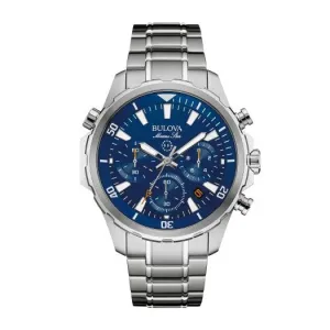 Bulova Marine Star Mens Chronograph Stainless Steel Blue Dial Watch