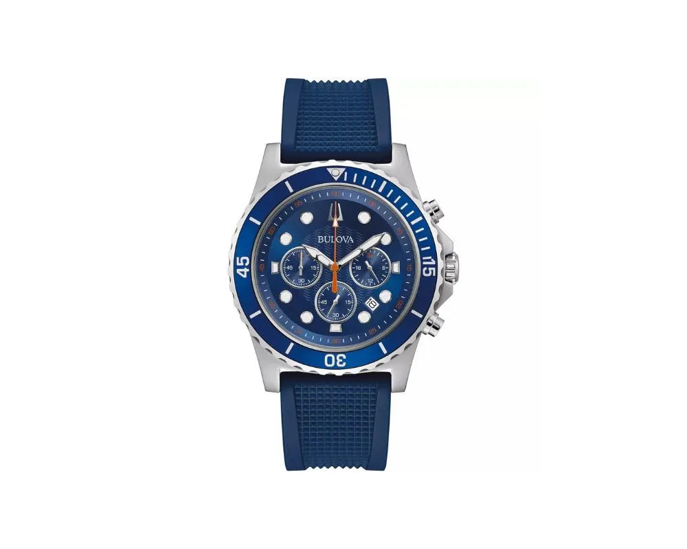 Bulova Men's Classic Quartz Chronograph Calendar Blue Watch 44mm 96K108