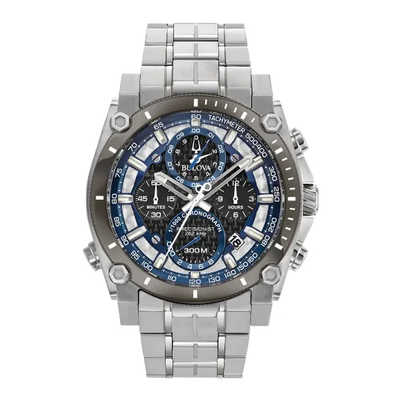 Bulova Precisionist Mens Chronograph Stainless Steel Black Dial Watch