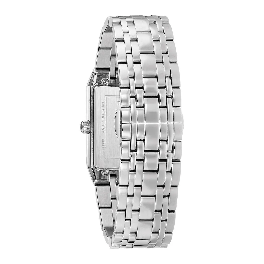 Bulova Quadra Mens Stainless Steel Diamond and Black Dial Watch