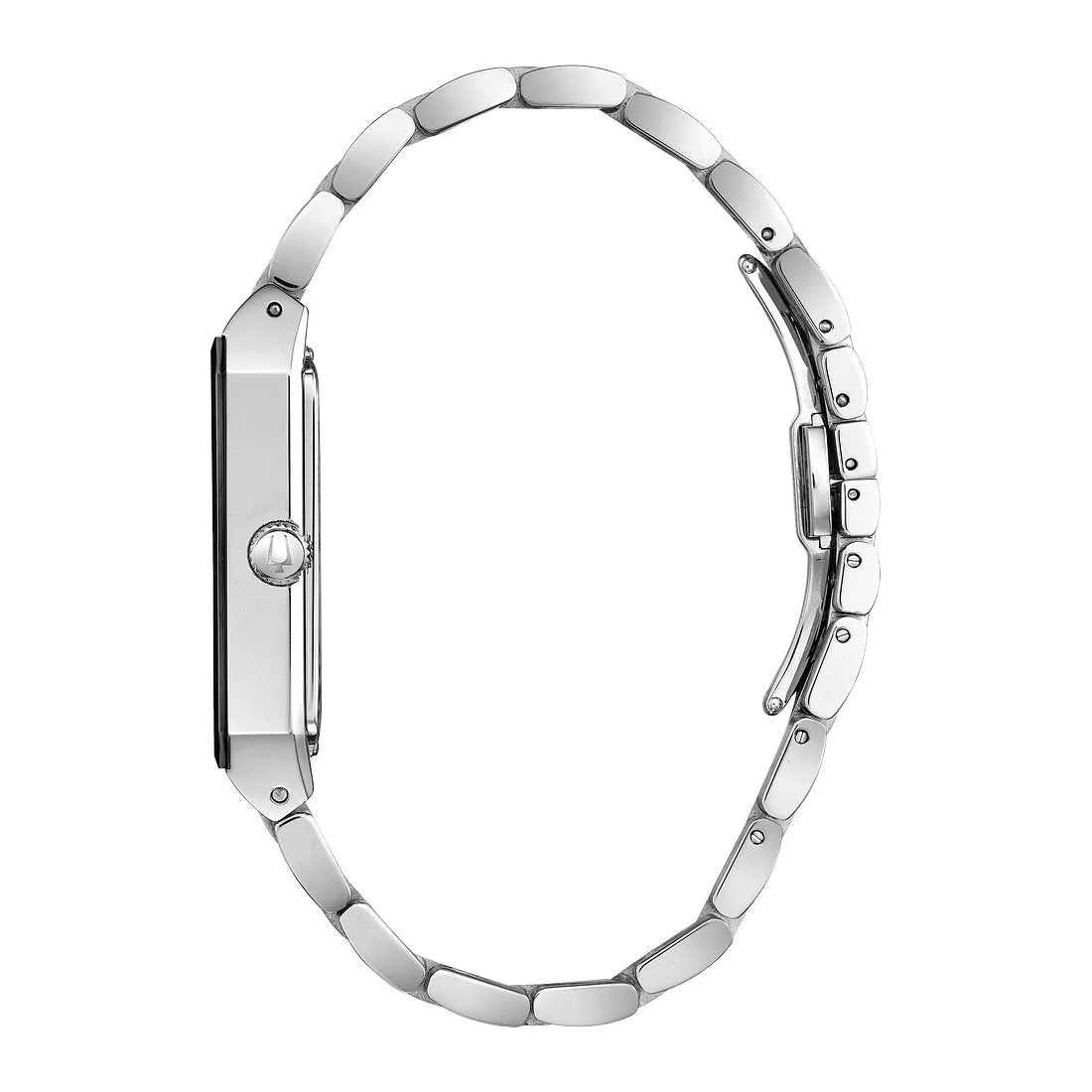 Bulova Quadra Mens Stainless Steel Diamond and Black Dial Watch