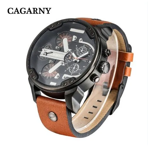 Cagarny Date Dual Time Analog Quartz Watch