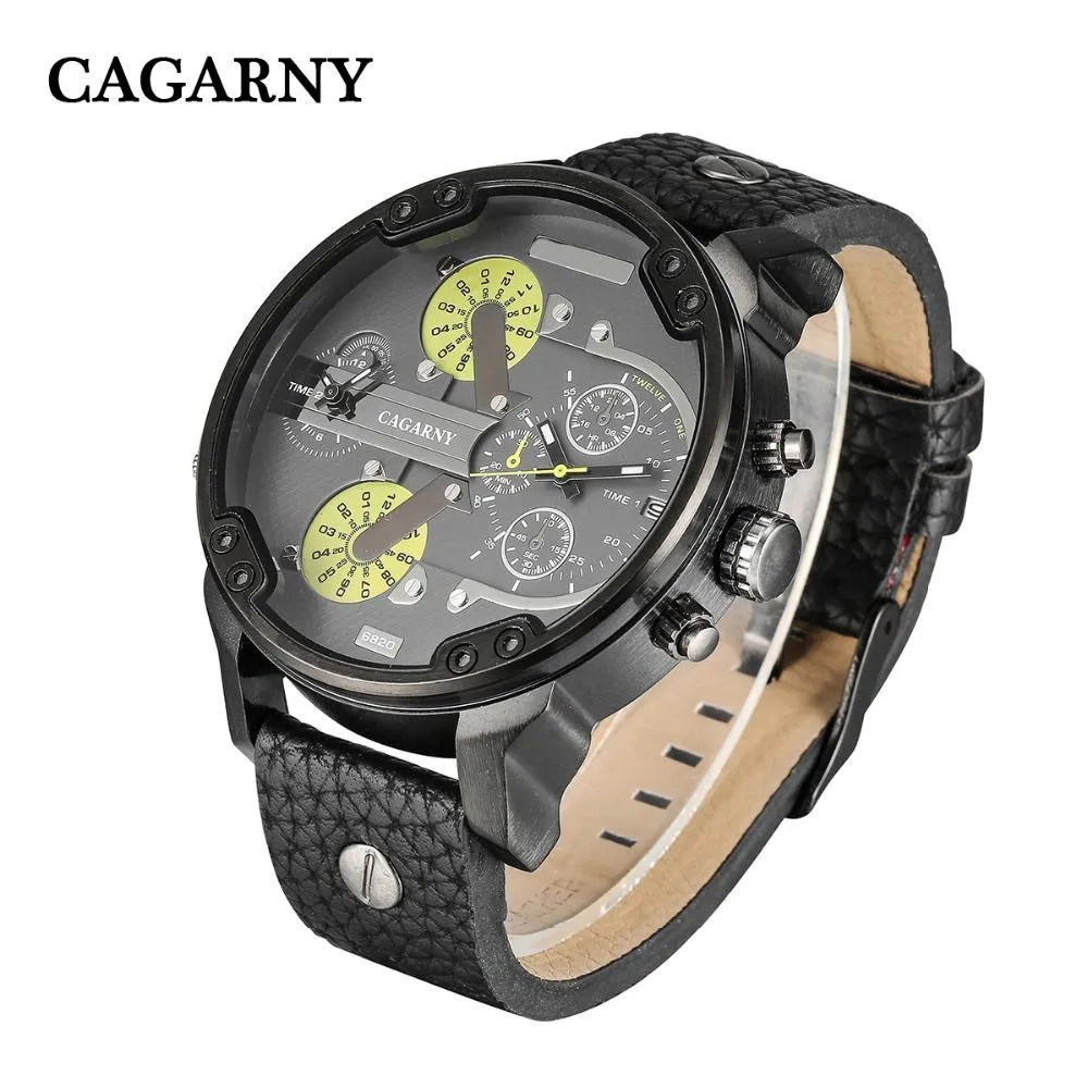 Cagarny Date Dual Time Analog Quartz Watch