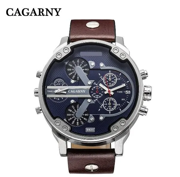 Cagarny Date Dual Time Analog Quartz Watch