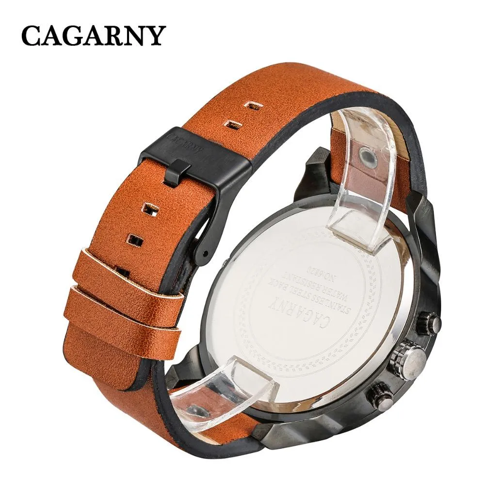 Cagarny Date Dual Time Analog Quartz Watch