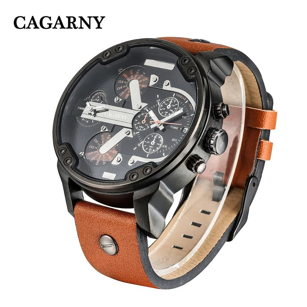 Cagarny Date Dual Time Analog Quartz Watch