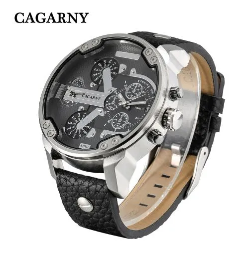 Cagarny Date Dual Time Analog Quartz Watch