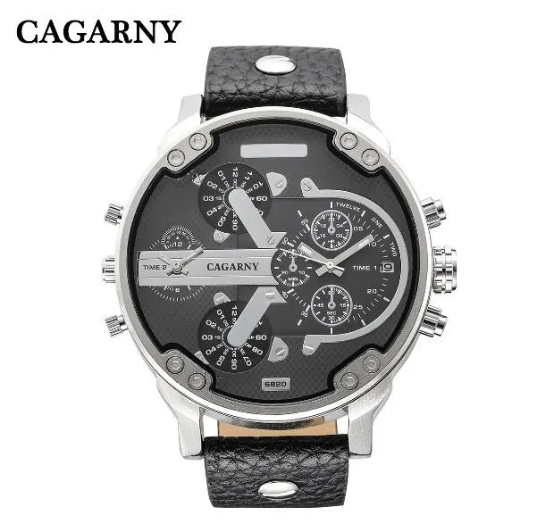 Cagarny Date Dual Time Analog Quartz Watch