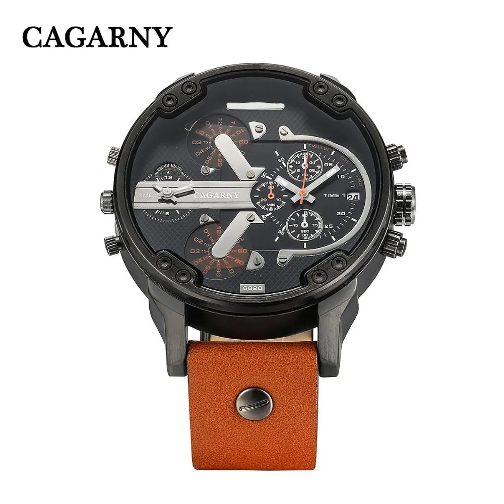 Cagarny Date Dual Time Analog Quartz Watch