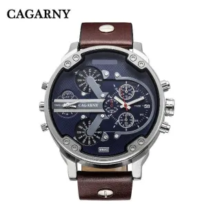 Cagarny Date Dual Time Analog Quartz Watch
