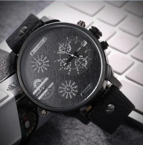 Cagarny Date Dual Time Analog Quartz Watch