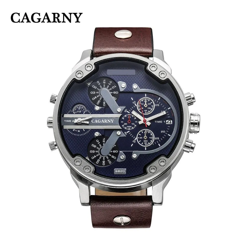 Cagarny Date Dual Time Analog Quartz Watch