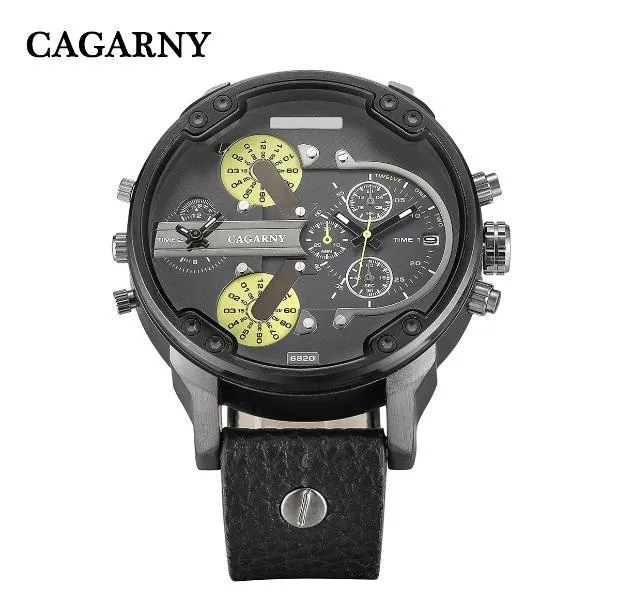 Cagarny Date Dual Time Analog Quartz Watch