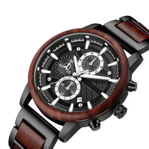 Caliber / Rosewood & Black Stainless Steel Watch / Chronograph