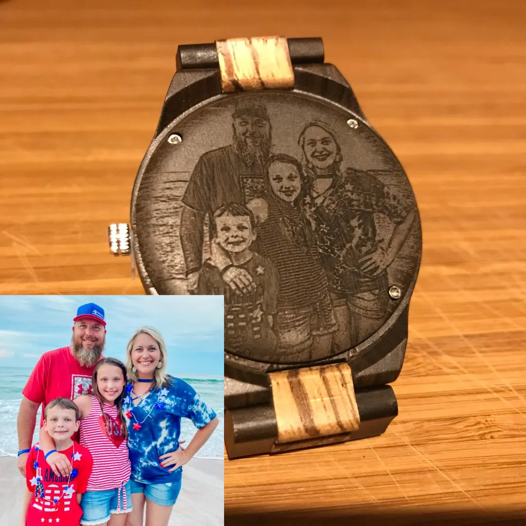 CAPO Blue Burl Wood Watch with Custom Engraving Option