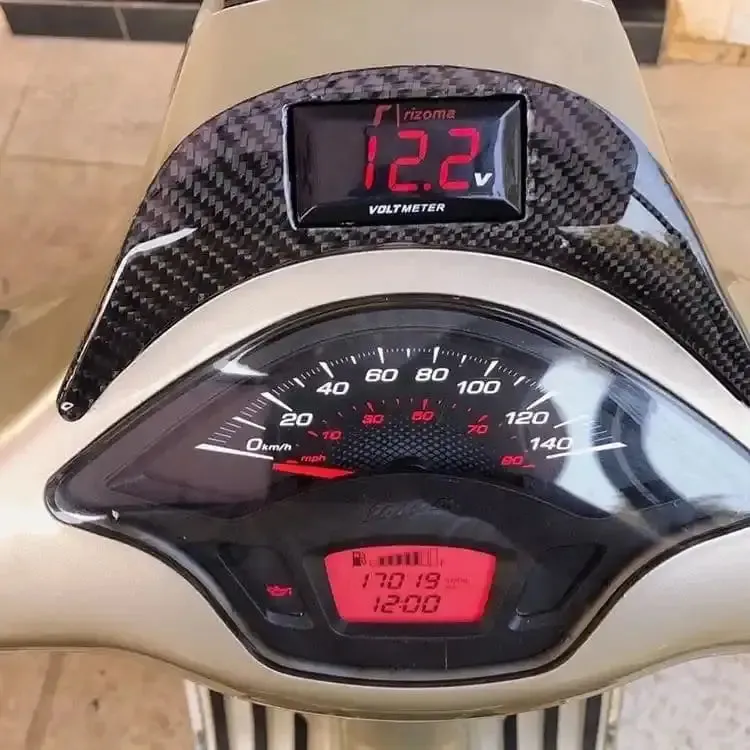 Carbon Fiber Cockpit Spoiler | Koso Volt meter | Vespa Sprint 50-150cc
