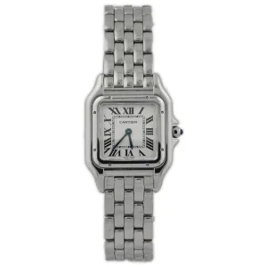 Cartier Ladies Panthere Stainless Steel 27 mm x 37 mm Silver Roman Dial Watch Reference #: WSPN0007