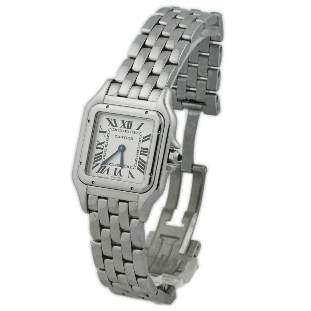 Cartier Ladies Panthere Stainless Steel 27 mm x 37 mm Silver Roman Dial Watch Reference #: WSPN0007