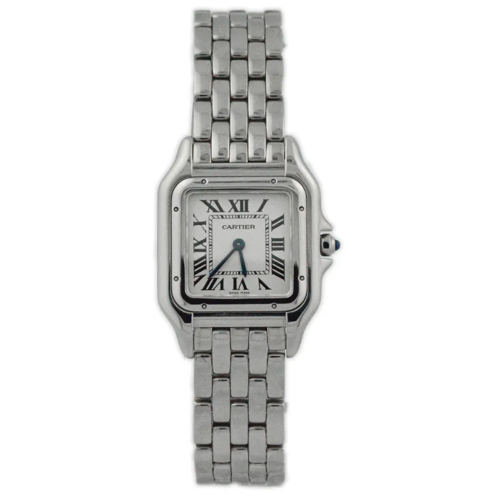 Cartier Ladies Panthere Stainless Steel 27 mm x 37 mm Silver Roman Dial Watch Reference #: WSPN0007
