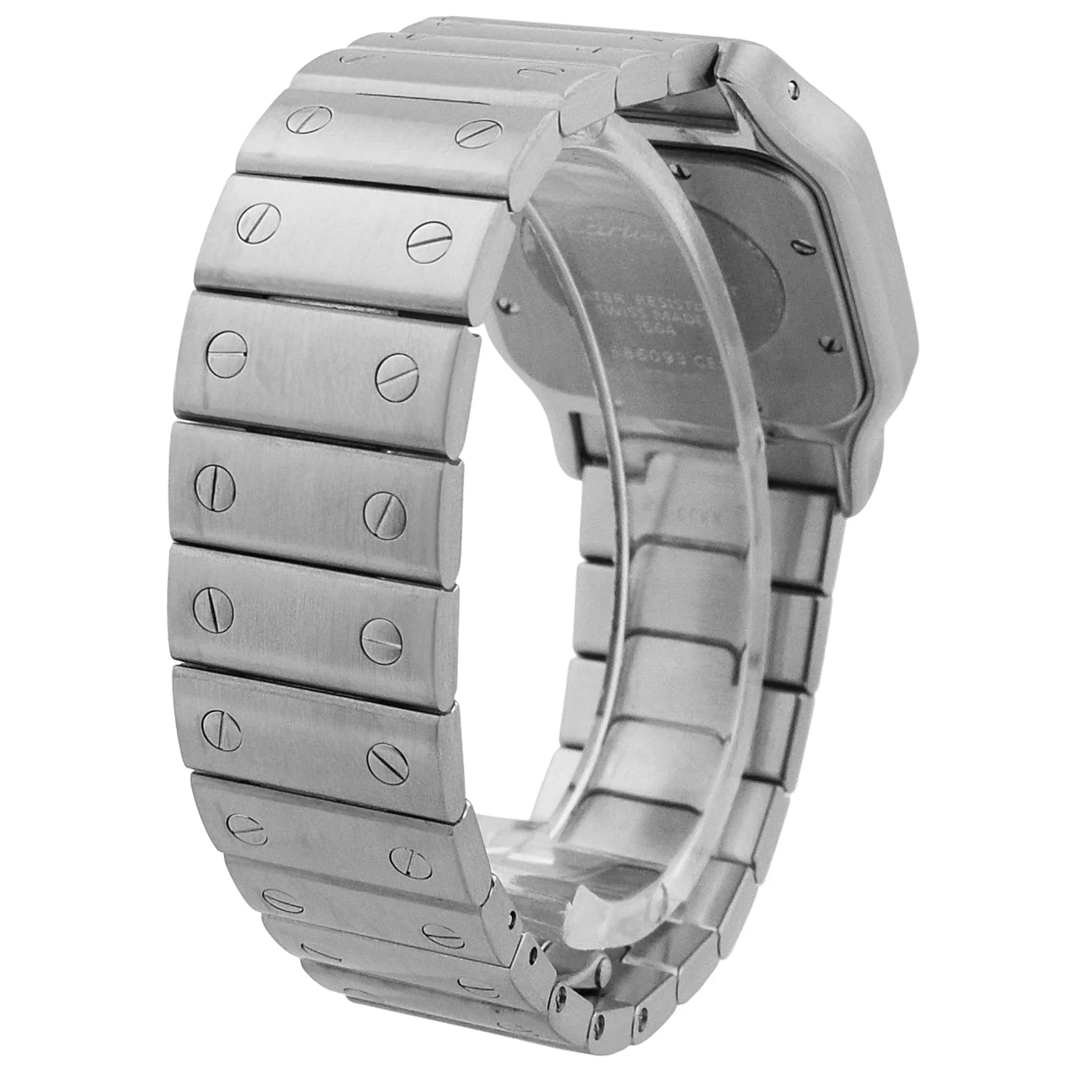 Cartier Ladies Quartz Santos Galbee Stainless Steel 34.8 mm x 26.2 mm Silver Roman Dial Watch Reference #: W20056D6