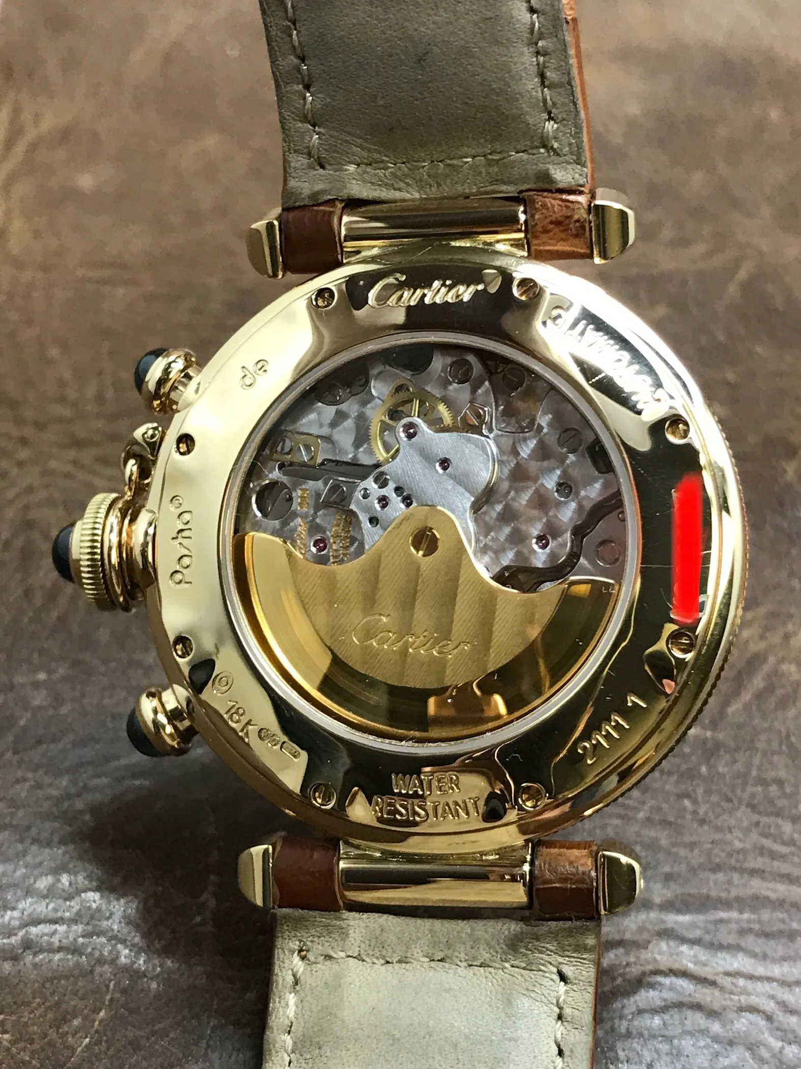 Cartier Pasha Chronograph 18K Gold 2111 Cream Dial Automatic Men's Watch