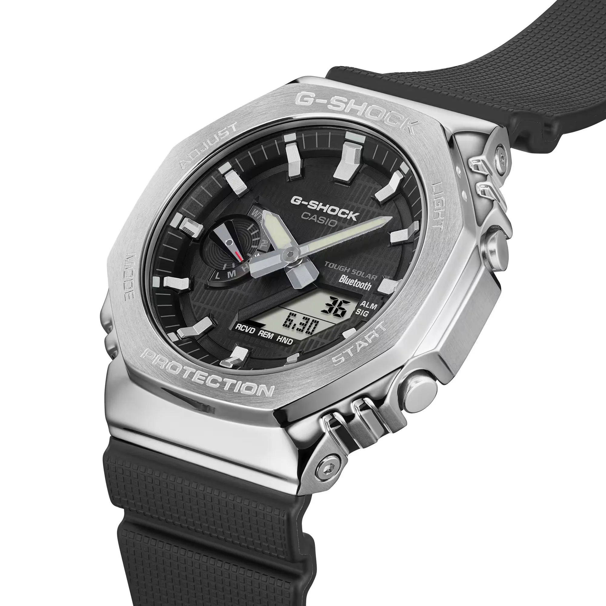 Casio G-Shock Black Steel Bezel CasiOak GBM2100-1A Bluetooth Solar Watch