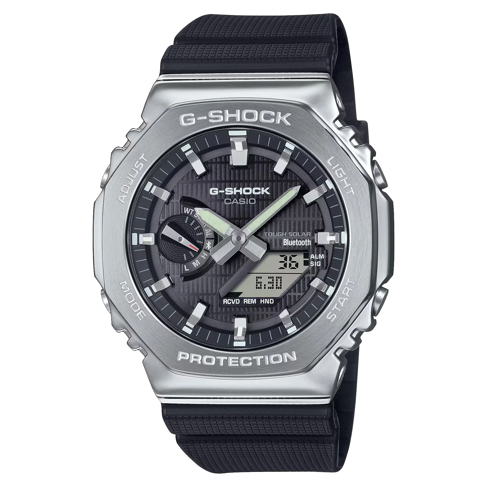 Casio G-Shock Black Steel Bezel CasiOak GBM2100-1A Bluetooth Solar Watch