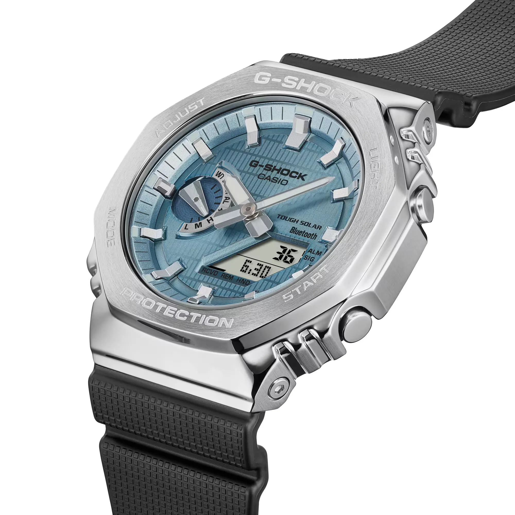Casio G-Shock Black Steel Blue CasiOak GBM2100A-1A2 Bluetooth Solar Watch