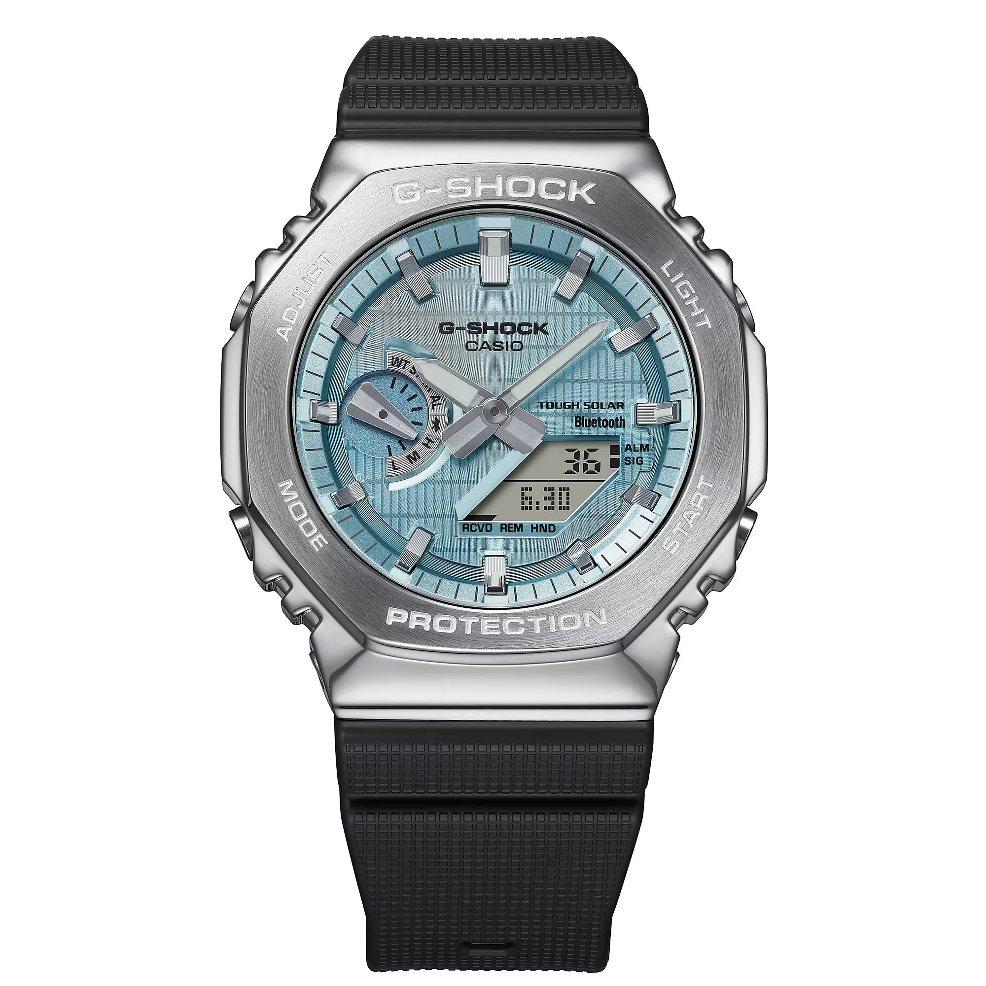 Casio G-Shock Black Steel Blue CasiOak GBM2100A-1A2 Bluetooth Solar Watch