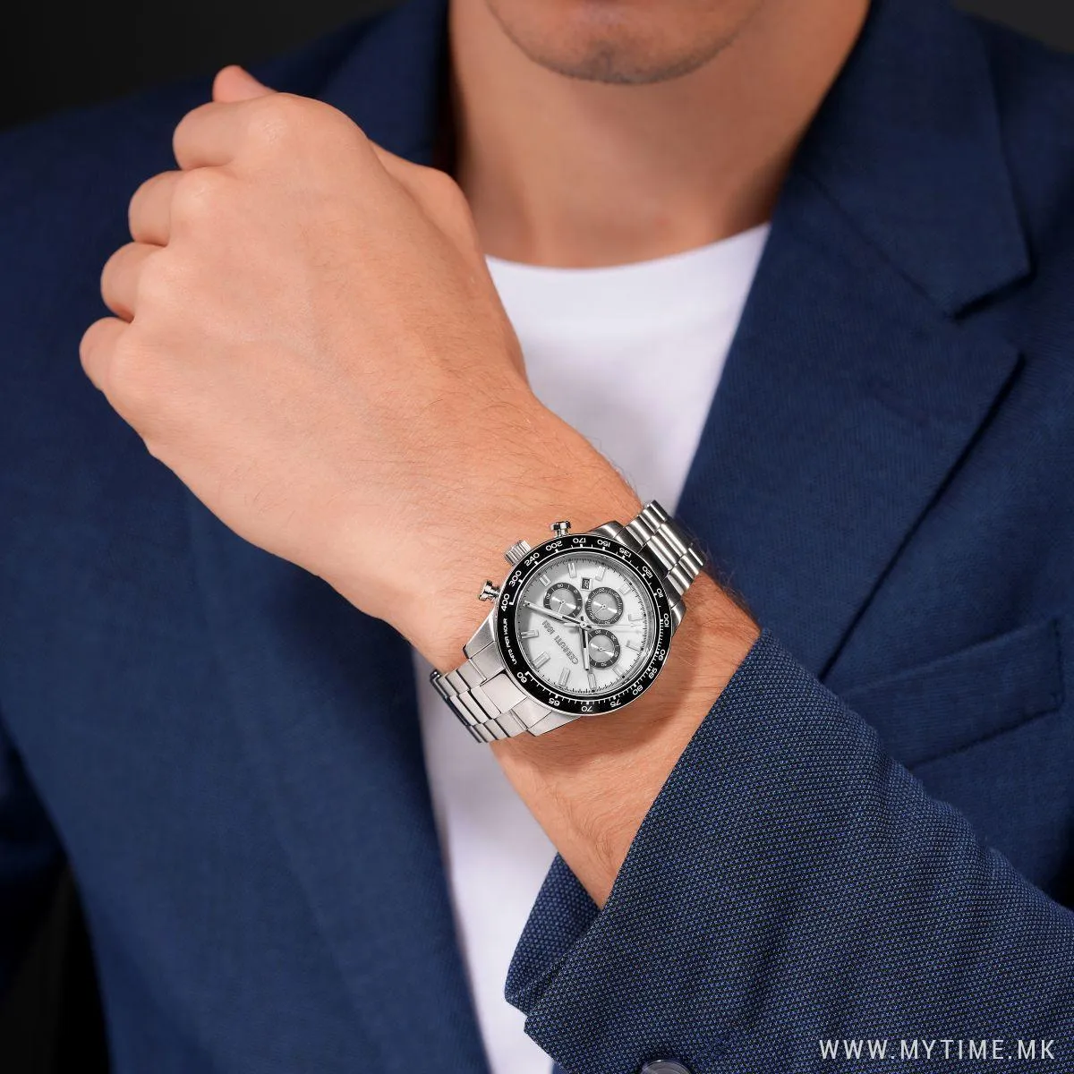 Cerruti Turchino Gents White Dial Stainless Steel Chronograph Watch