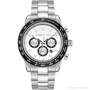 Cerruti Turchino Gents White Dial Stainless Steel Chronograph Watch
