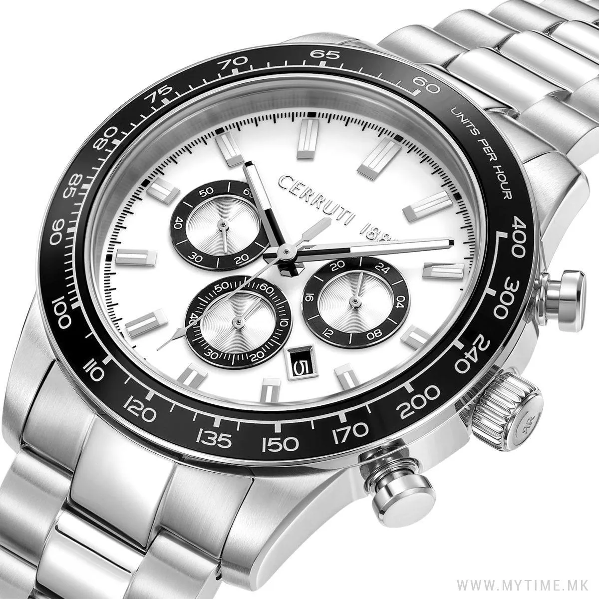 Cerruti Turchino Gents White Dial Stainless Steel Chronograph Watch