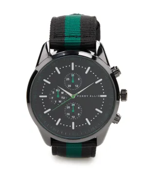 Chronograph Green Fabric Strap Watch