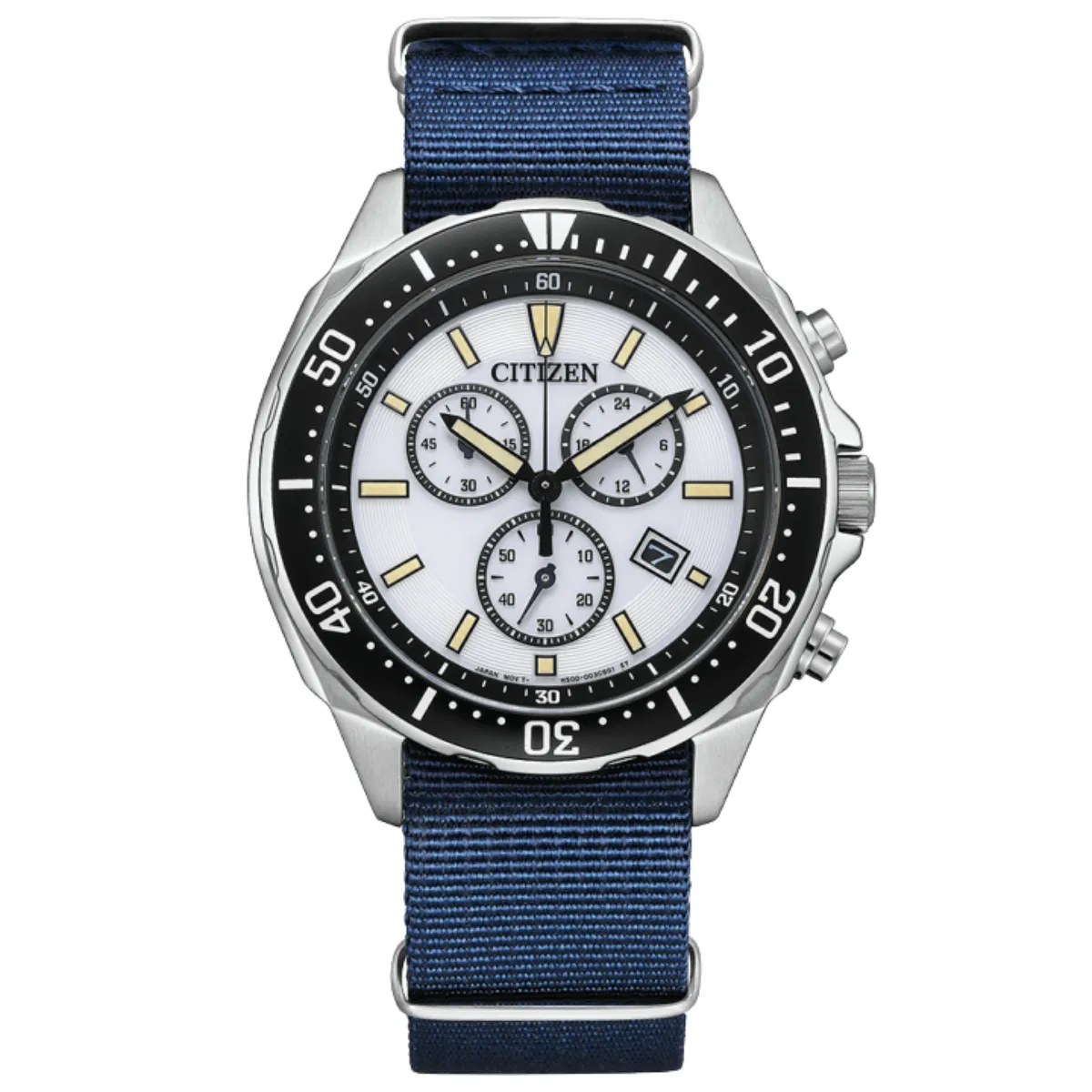 Citizen AT2500-19A AT2500 Eco-Drive White Dial Photovoltaic Blue Nylon Mens Watch