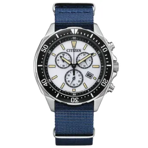 Citizen AT2500-19A AT2500 Eco-Drive White Dial Photovoltaic Blue Nylon Mens Watch