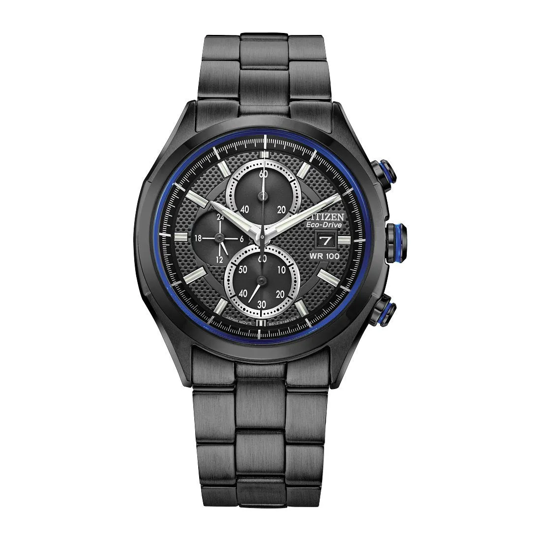 Citizen Drive Mens Eco Drive Chronograph Black Tone Black Dial Watch