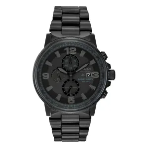 Citizen Promaster Nighthawk Mens Eco Drive Chronograph Black Tone Watch