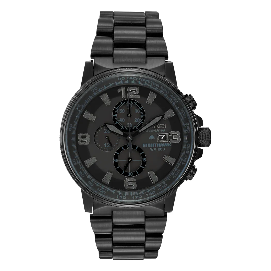Citizen Promaster Nighthawk Mens Eco Drive Chronograph Black Tone Watch
