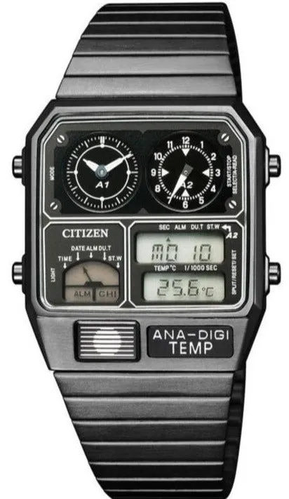 Citizen Retro Analog-Digital Temperature Display ANA-DIGI-Temp Black JG2105-93E
