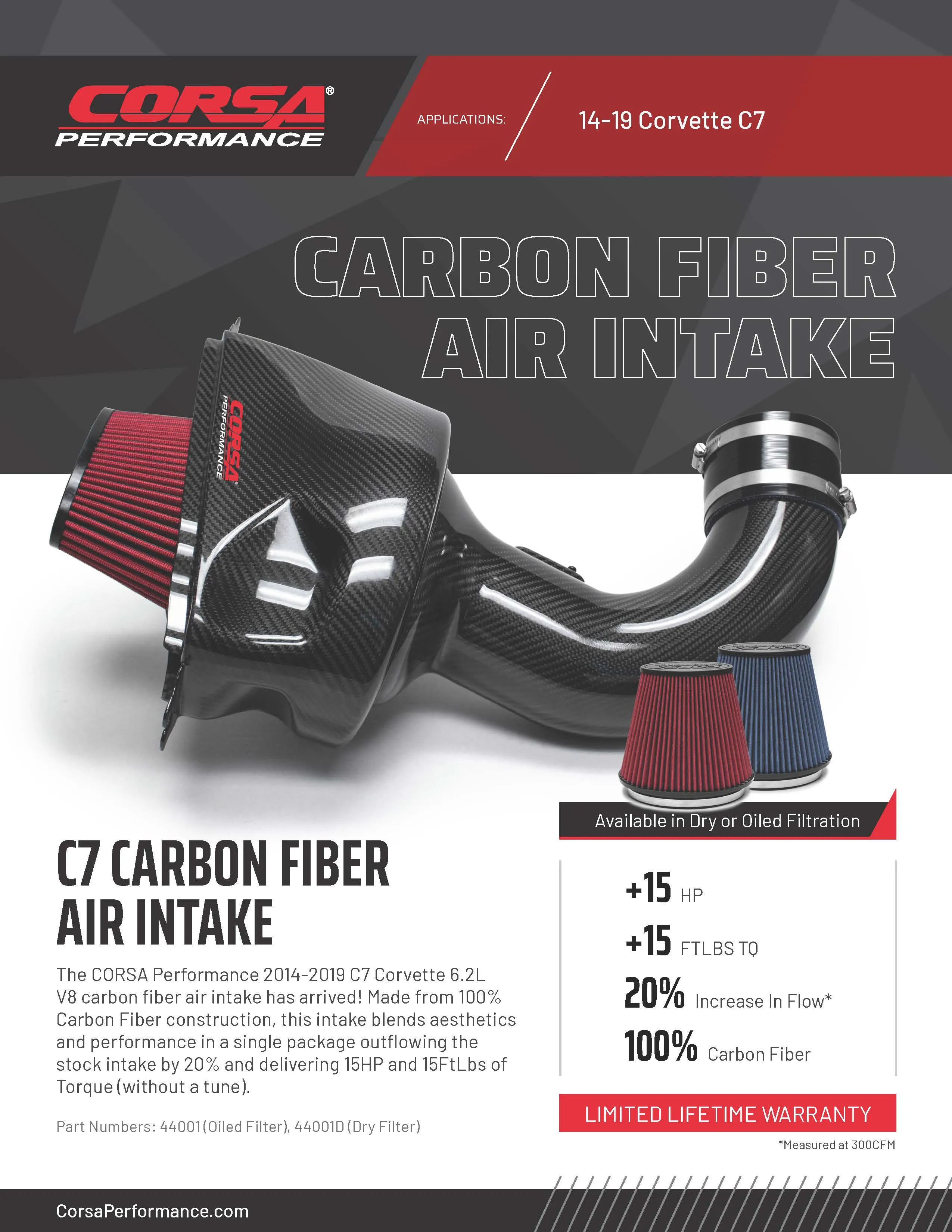 Corsa Carbon Fiber Air Intake | 2014-2019 Corvette C7, Z51, GrandSport