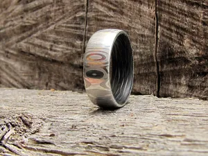 Eclipse - Damascus Steel and Carbon Fiber Men's Ring